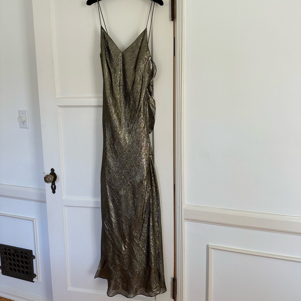 LoveShackFancy Ruffle Metallic Slip Dress